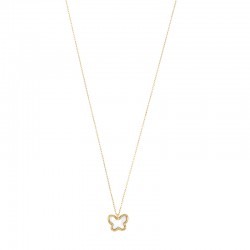 Collier forme de papillon en nacre, Or 375/1000