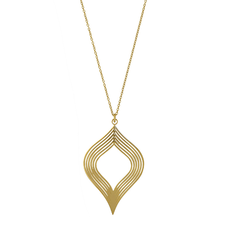 Collier forme goutte ajourée en acier doré