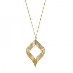 Collier forme goutte ajourée en acier doré