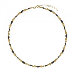 Collier forme ovales aspect brossé et ruthénium, argent 925/1000 doré