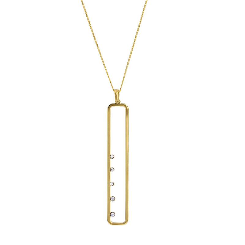 Collier forme rectangle ajouré orné de 5 oxydes en argent 925/1000 doré