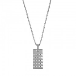 Collier forme rectangle aspect strié 3,3 x 1,7cm maille pop-corn en acier doré
