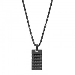 Collier forme rectangle aspect strié 3,3 x 1,7cm maille pop-corn en acier doré