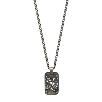 Collier forme rectangle avec rouages découpés en acier