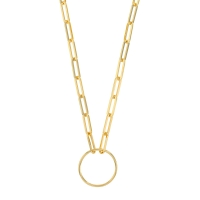 Collier forme ronde, chaîne rectangle allongé, argent 925/1000 doré