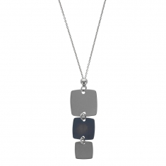 Collier formes carrés en argent rhodié 925/1000 et ruthénium