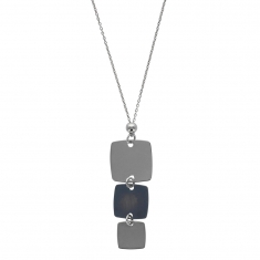 Collier formes carrés en argent rhodié 925/1000 et ruthénium