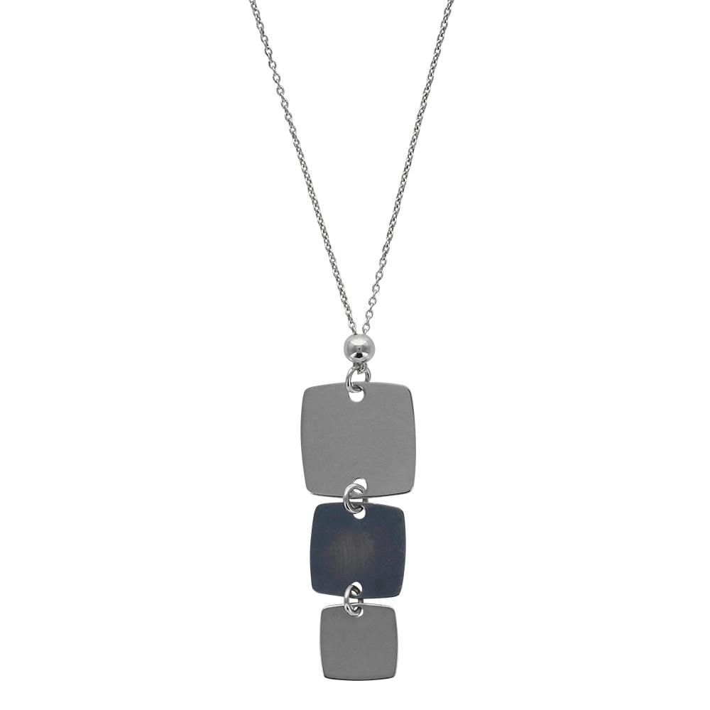 Collier formes carrés en argent rhodié 925/1000 et ruthénium