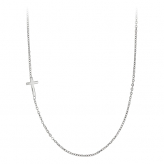 Collier GIPSY MARIA avec petite croix an argent 925/1000 platiné