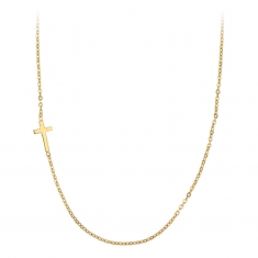 Collier GIPSY MARIA avec petite croix an argent 925/1000 platiné