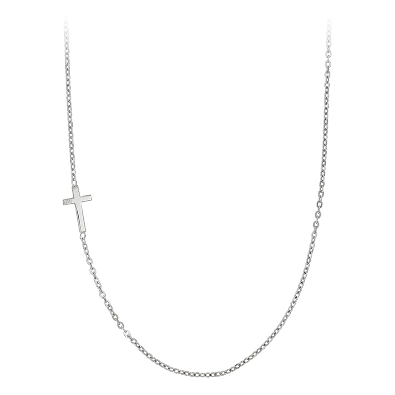 Collier GIPSY MARIA avec petite croix an argent 925/1000 platiné