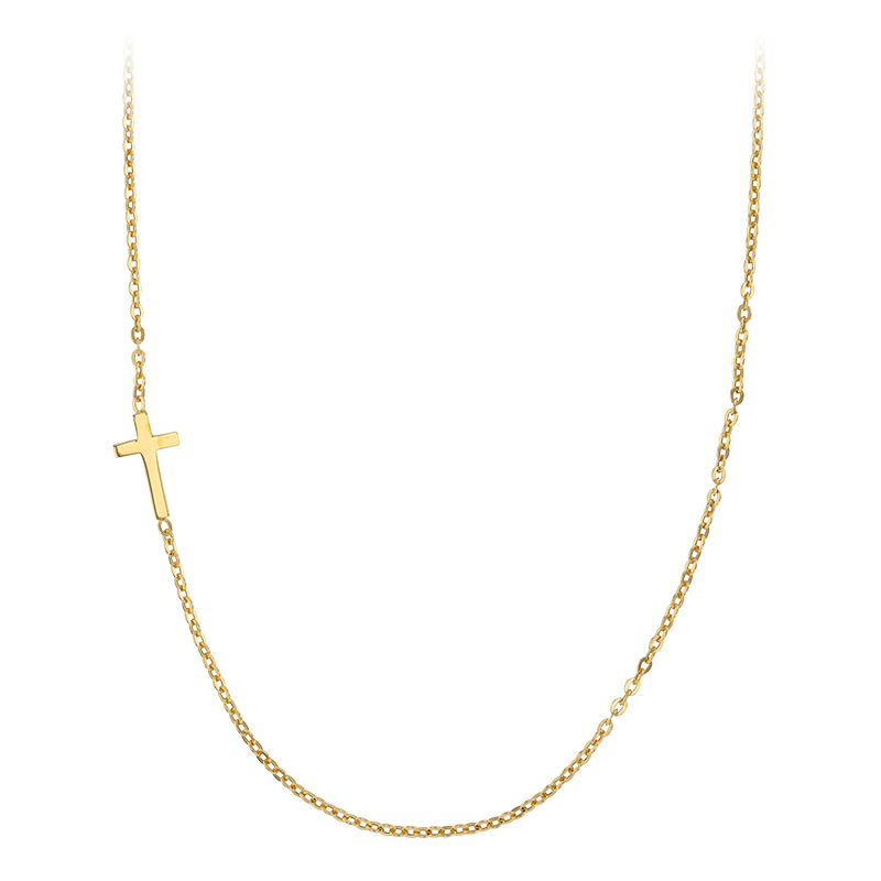 Collier GIPSY MARIA avec petite croix an argent 925/1000 platiné