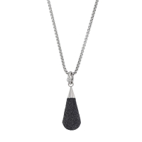 Collier goutte d'eau pailletée noir en acier