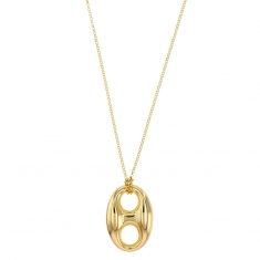 Collier grain de café et maille jaseron, argent 925/1000 doré
