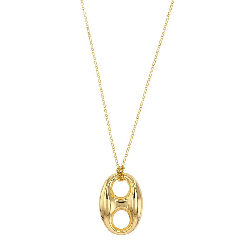 Collier grain de café et maille jaseron, argent 925/1000 doré