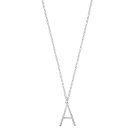 Collier grande initiale A, argent 925/1000 platiné