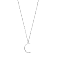 Collier grande initiale A, argent 925/1000 platiné