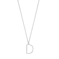 Collier grande initiale A, argent 925/1000 platiné