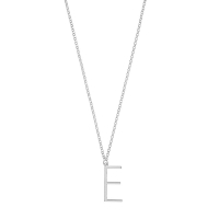 Collier grande initiale A, argent 925/1000 platiné