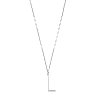 Collier grande initiale A, argent 925/1000 platiné