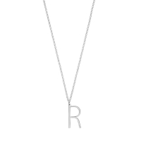 Collier grande initiale A, argent 925/1000 platiné