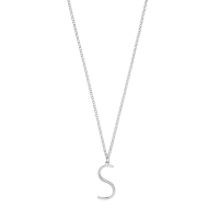 Collier grande initiale A, argent 925/1000 platiné