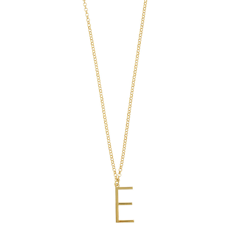 Collier grande initiale A, argent 925/1000 doré