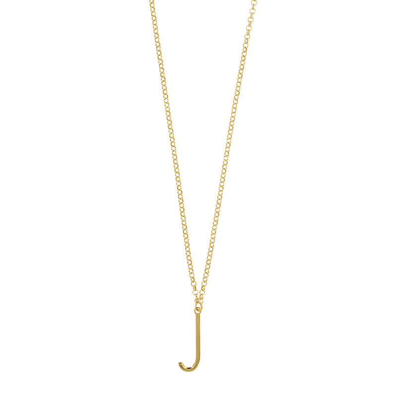 Collier grande initiale A, argent 925/1000 doré
