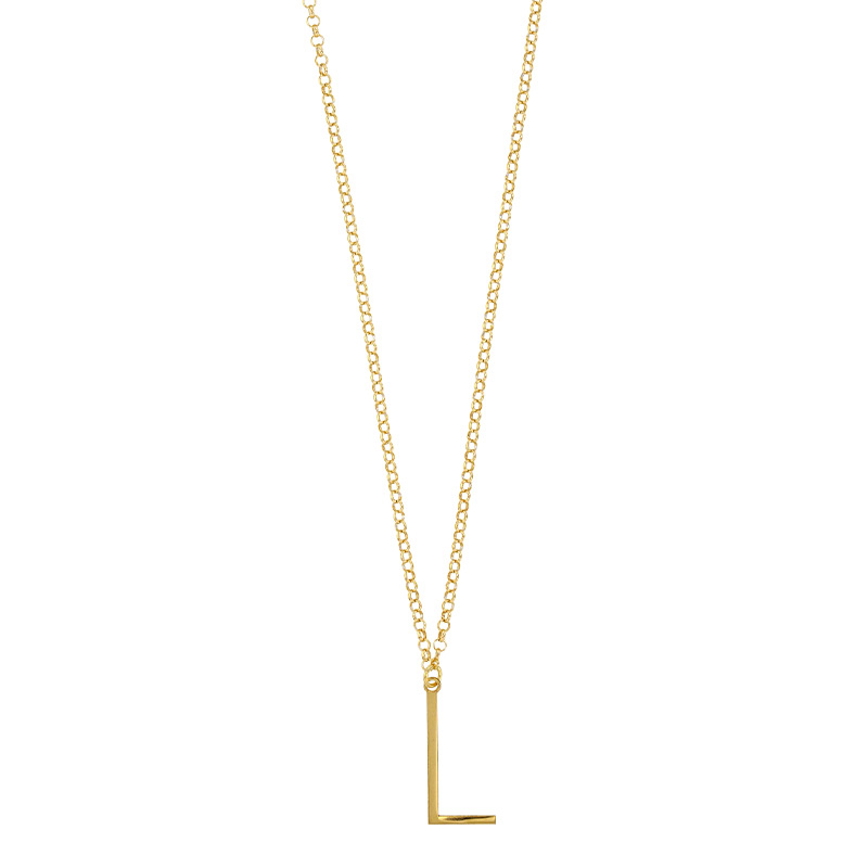 Collier grande initiale A, argent 925/1000 doré