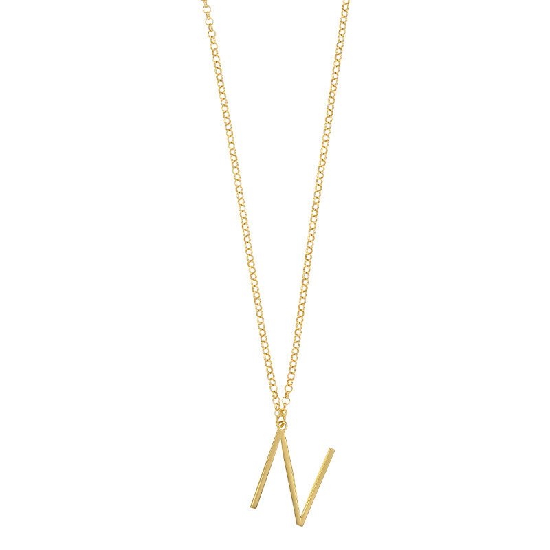Collier grande initiale A, argent 925/1000 doré