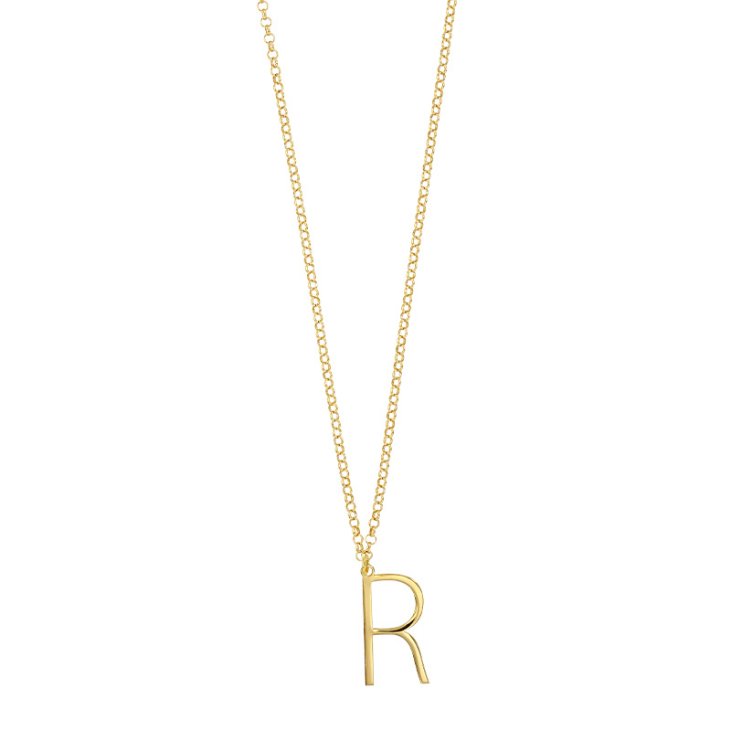 Collier grande initiale A, argent 925/1000 doré