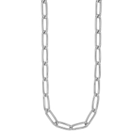 Collier grandes mailles ovales vrillées, argent 925/1000 platiné