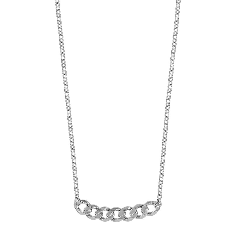 Collier grosse maille gourmette, chaîne maille jaseron argent 925/1000 platiné