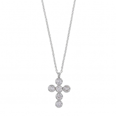 Collier GYPSY MARIA en Argent 925/1000 rhodié - croix avec oxydes de zirconium