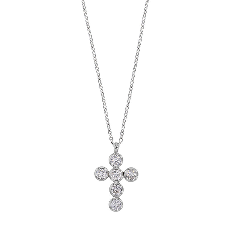 Collier GYPSY MARIA en Argent 925/1000 rhodié - croix avec oxydes de zirconium