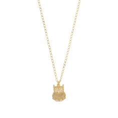 Collier hibou argent 925/1000 doré et blanc