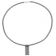 Collier homme cordon cuir d'équin noir 50cm et pendentif acier