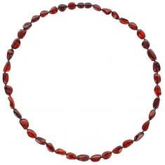 Collier homme en pierre d'Ambre couleur cerise, fermoir à vis