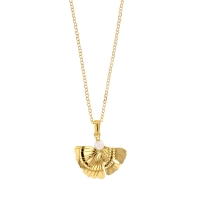Collier I LOVE GINKGO feuille argent 925/1000 doré avec boule satinée en argent 925/1000 rhodié