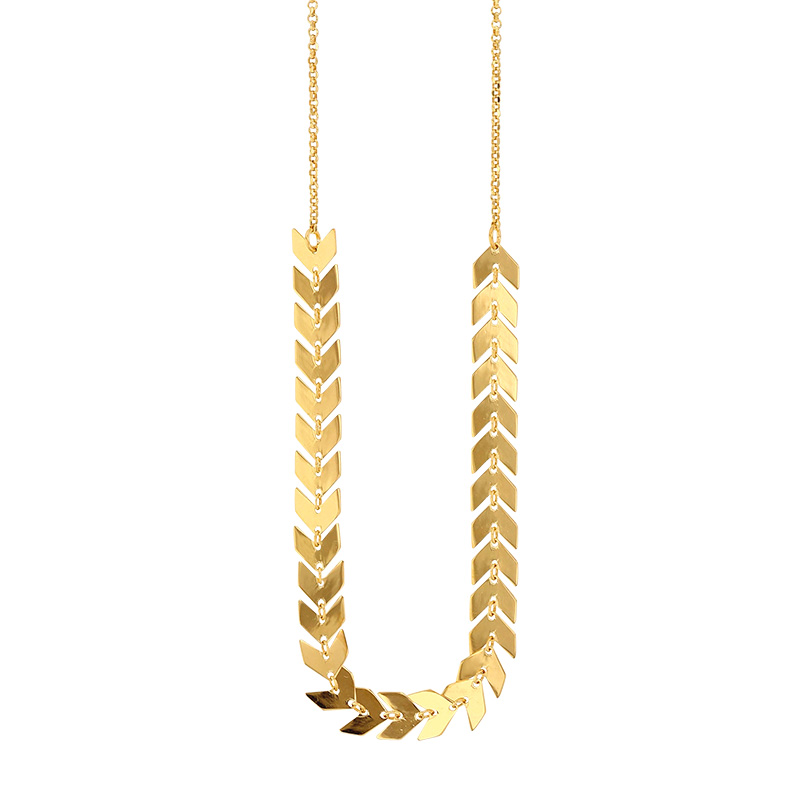 Collier INDIA en argent 925/1000 doré avec motifs chevrons