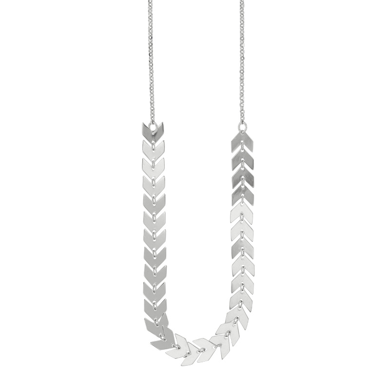 Collier INDIA en argent 925/1000 rhodié avec motifs chevrons