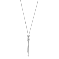 Collier infini avec 5 oxydes, chaîne double rang, argent 925/1000 rhodié