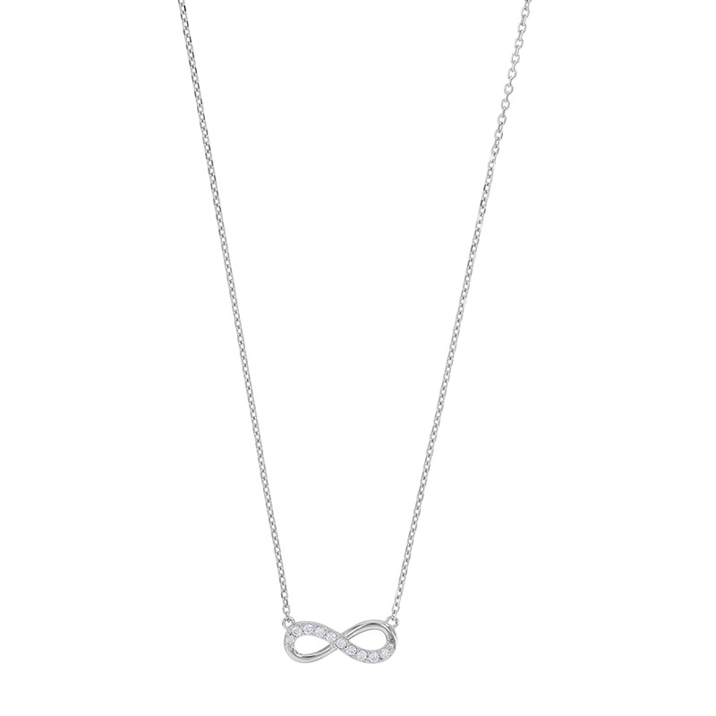 Collier infini lisse et avec oxydes, argent 925/1000 rhodié