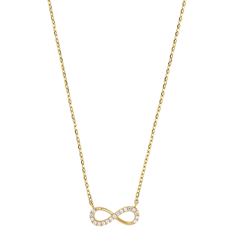 Collier infini lisse et avec oxydes, Or 750/1000