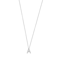 Collier initiale A lisse en argent 925/1000 rhodié