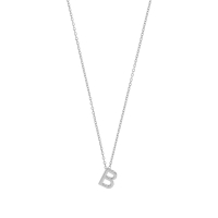 Collier initiale A lisse en argent 925/1000 rhodié