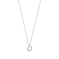 Collier initiale A lisse en argent 925/1000 rhodié