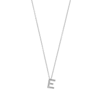 Collier initiale A lisse en argent 925/1000 rhodié