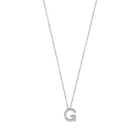 Collier initiale A lisse en argent 925/1000 rhodié