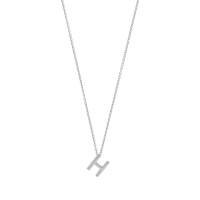 Collier initiale A lisse en argent 925/1000 rhodié
